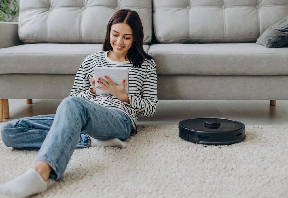robot vacuum cleaner on carpet