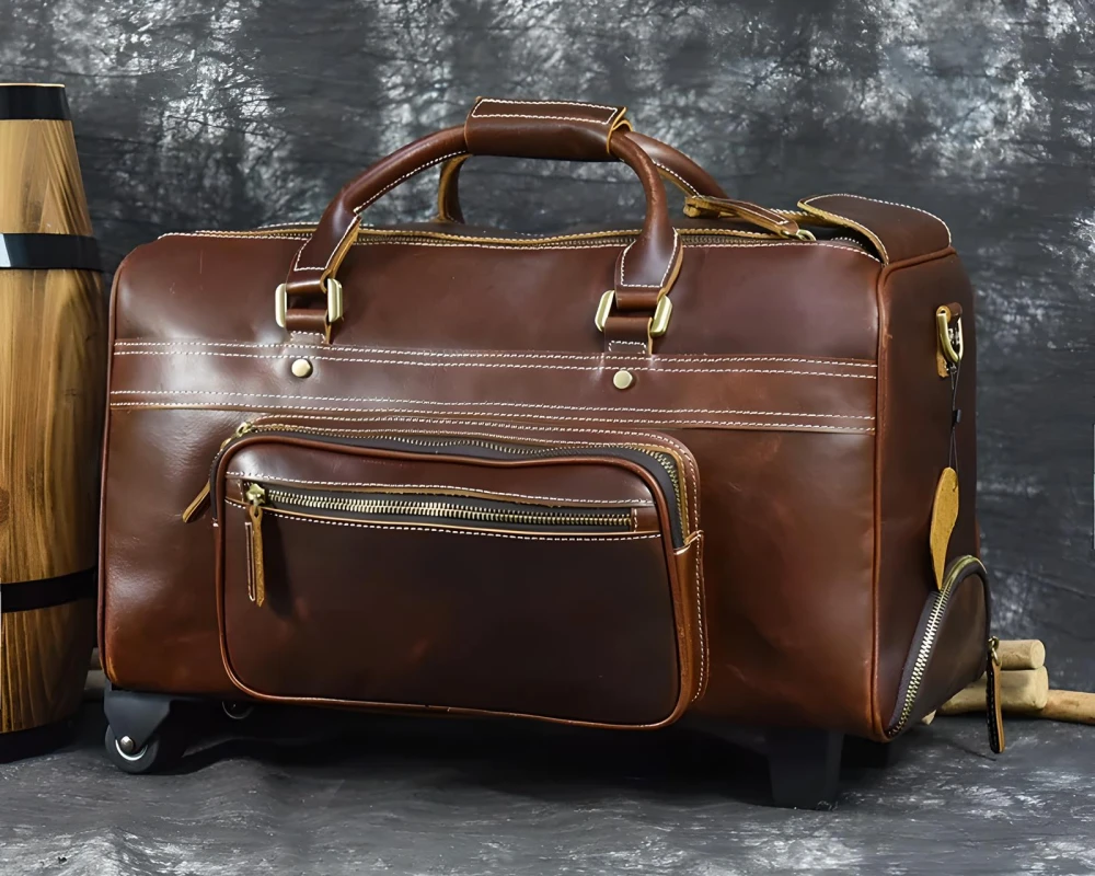 carry on leather duffle bag